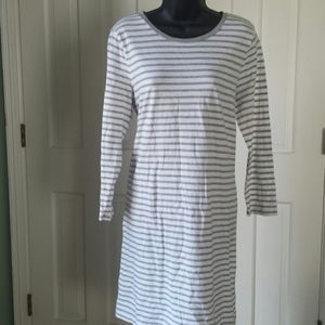 J. Crew Factory Womens gray white stripe jersey dress Sz Large